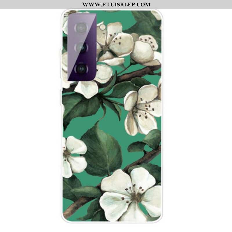 Etui do Samsung Galaxy S21 FE Malujący Biali Kwiaty